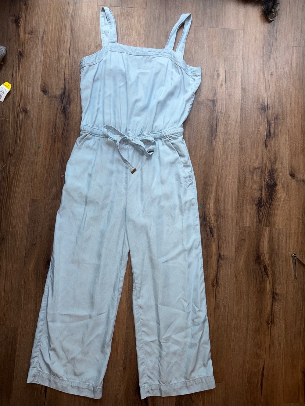 LOFT Light Blue Sleeveless Tie-Waist Wide-Leg Jumpsuit